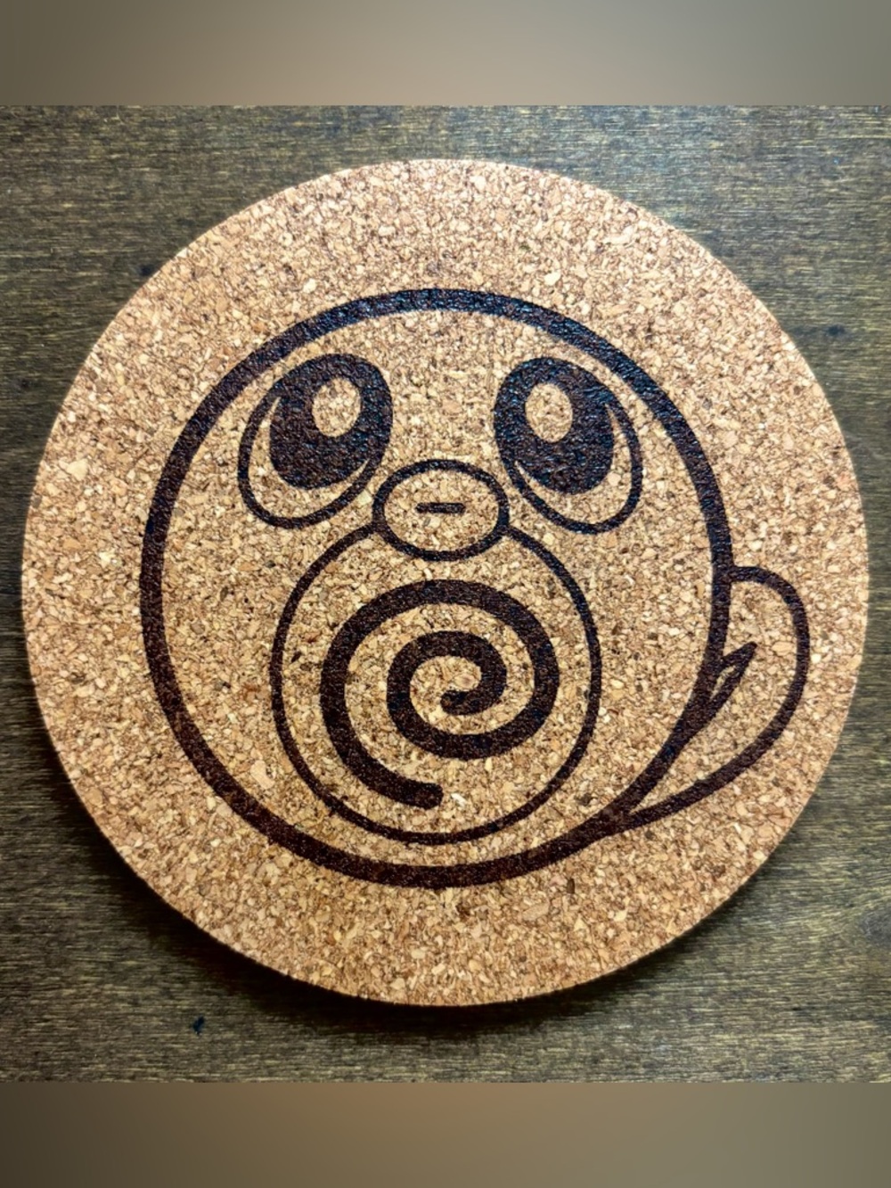 Pokemon Poliwag Face Laser Engraved Cork Coaster